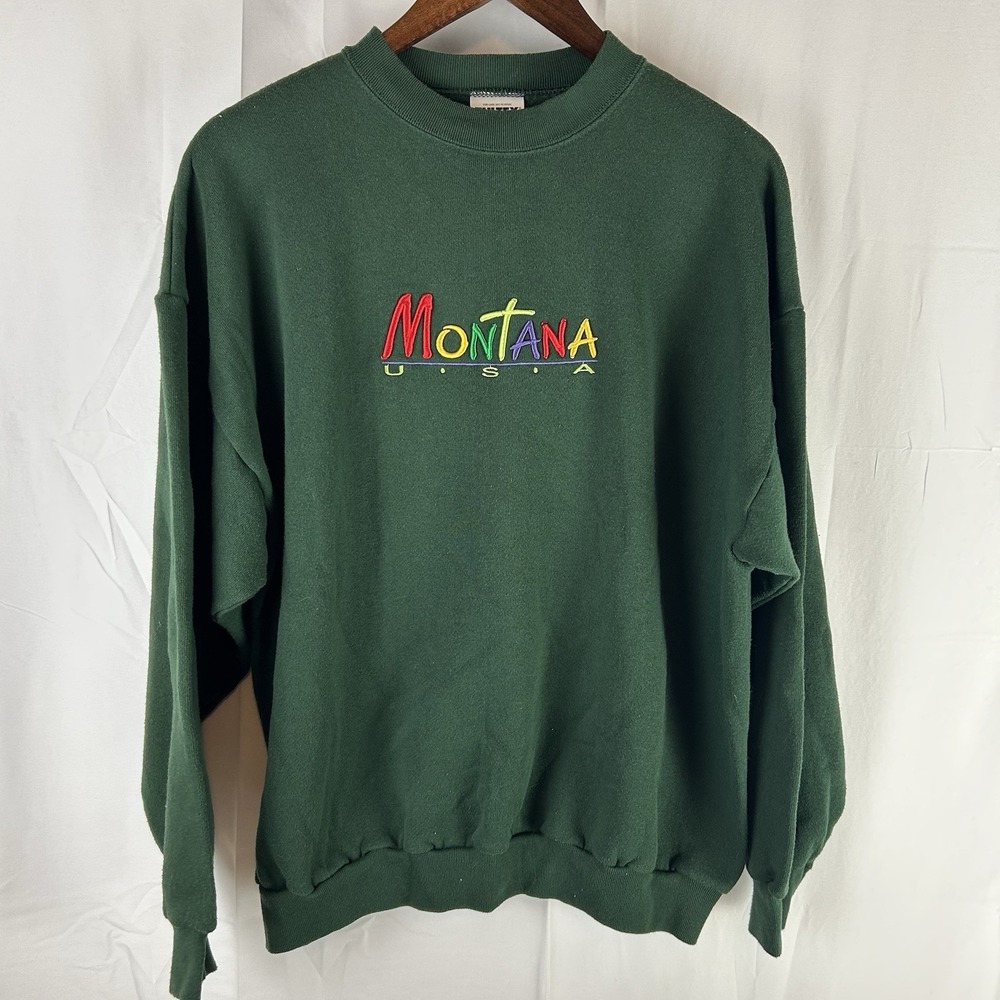 Vtg Montana Tultex Maximum Sweats‎ Crewneck Sweatshirt USA Made 90s Green XL